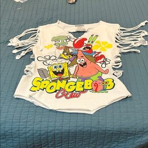 Nickelodeon White SpongeBob Crew Fringe Tank Top